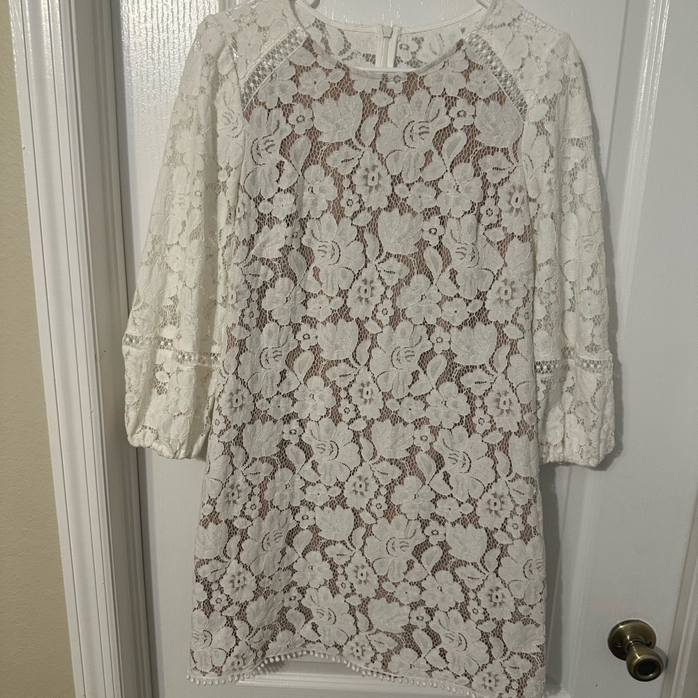 Vince Camuto Cream Floral Lace Dress - Picture 6 of 14